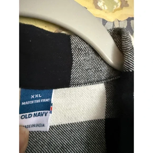 Old Navy Black White Buffalo Check Plaid Button Up Pajama Top Shirt Women's XXL - Picture 3 of 7